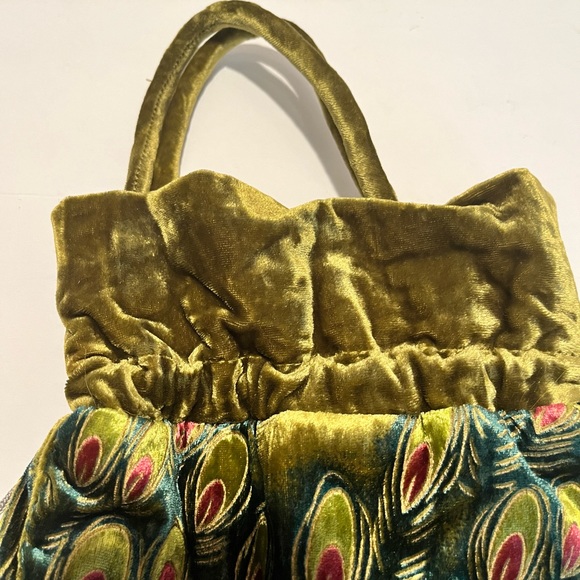 J&X NY Peacock Handbag Vintage Drawstring Green Soft - Picture 2 of 10